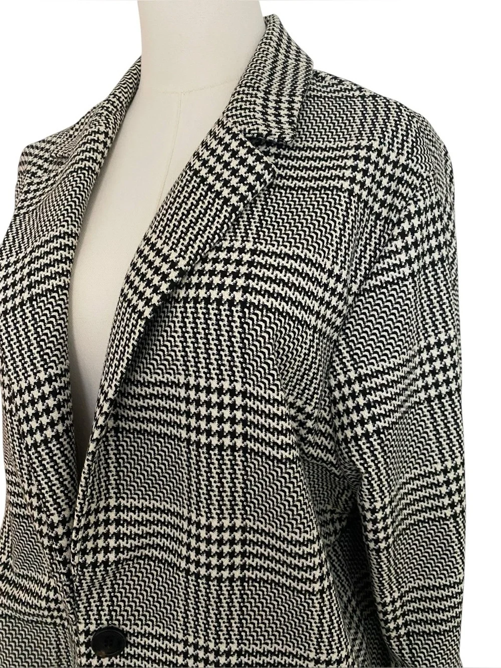 Zara Black and White Glen Plaid Single-Button Blazer, checkers - Picture 7 of 9